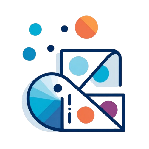 Colorful icon with geometric shapes on a white background