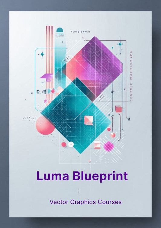 Luma Blueprint Vector Graphics Courses cover with geometric design on a light gray background