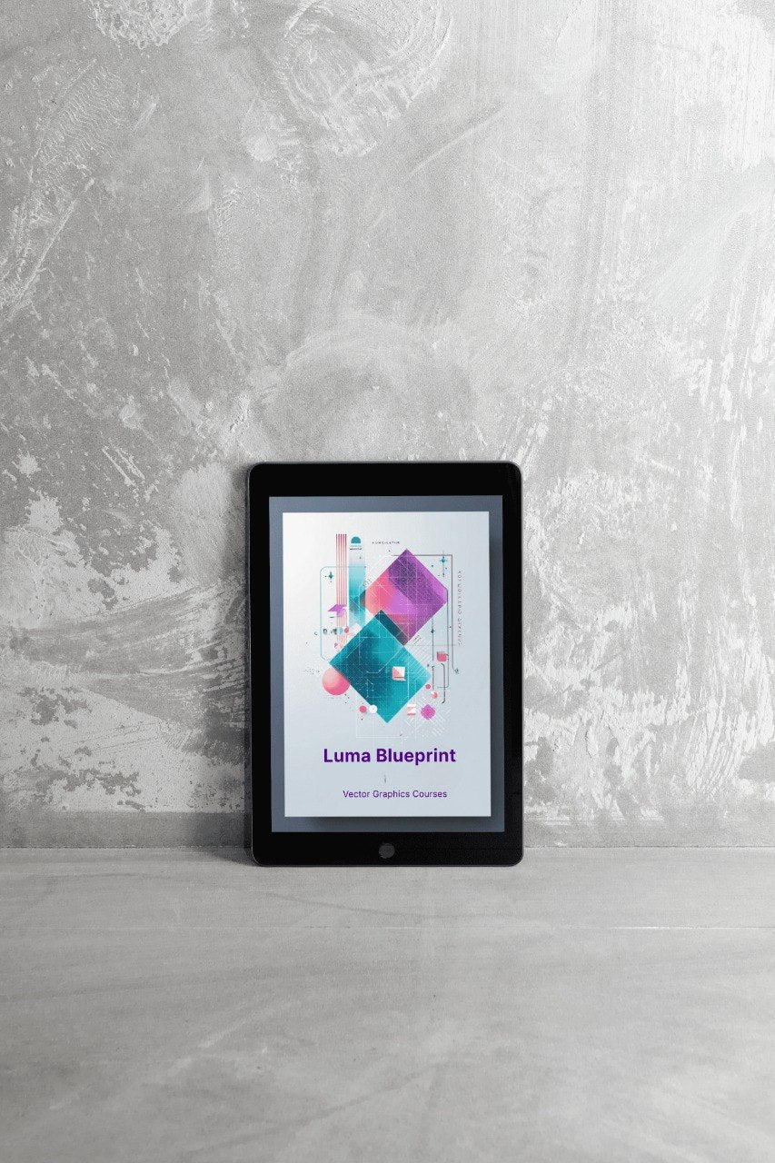 Digital tablet displaying 'Luma Blueprint' on a gray textured surface