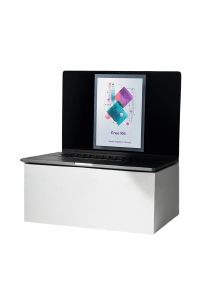 Black electronic device with a screen displaying graphics on a white background