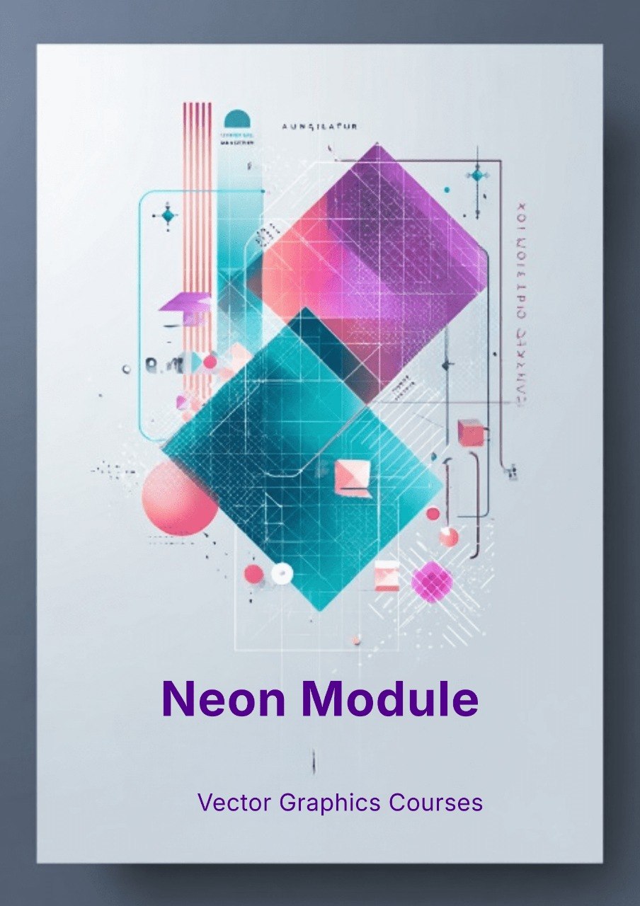 Geometric design with 'Neon Module' text on a light gray background