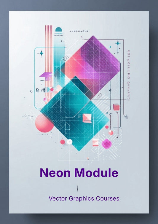 Geometric design with 'Neon Module' text on a light gray background