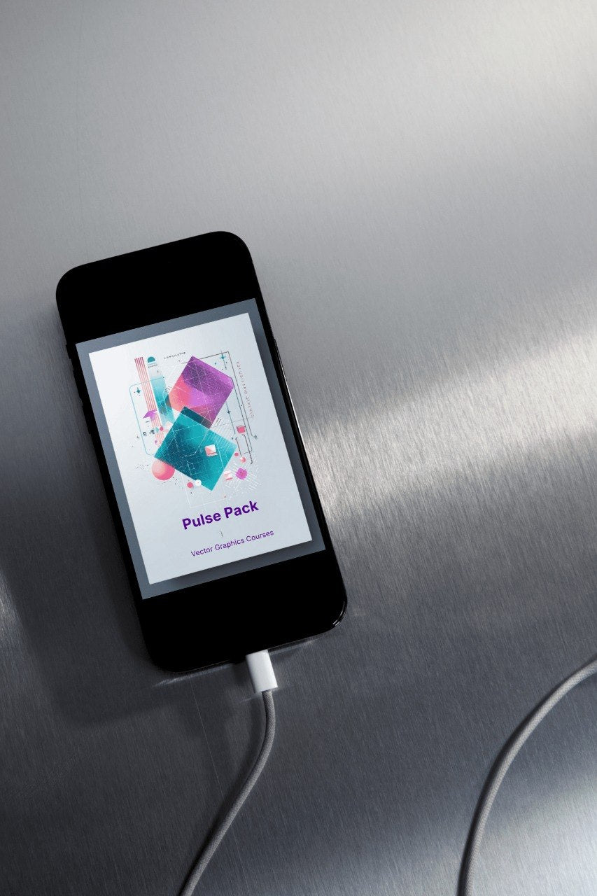 Phone displaying a product image with 'Pulse Pack' on a metallic surface